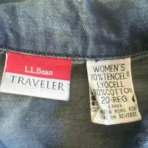 Vtg L.L. Bean Traveler Women’s Sz 20R  Chambray Denim Jean Jacket Lyocell - Picture 2 of 3